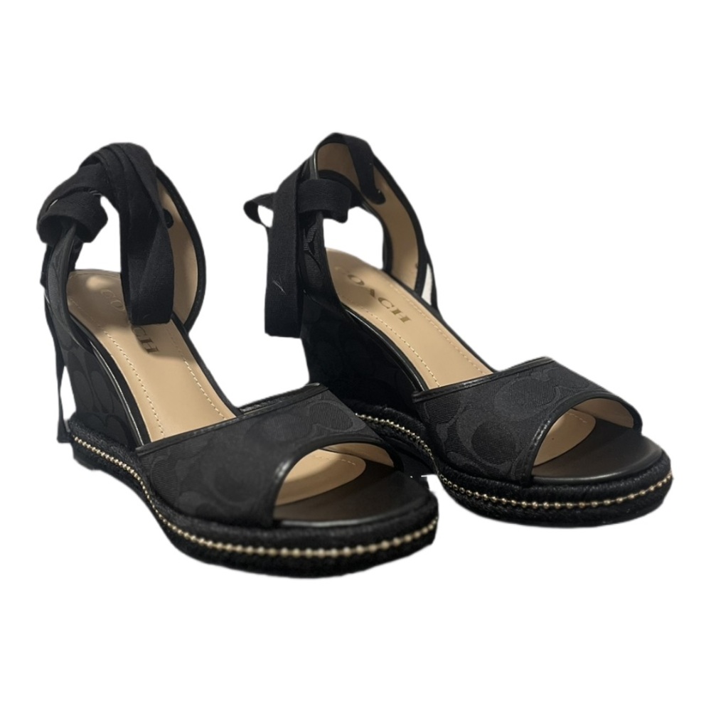 Coach Black Patterned Wedge Sandals - Picture 4 of 4